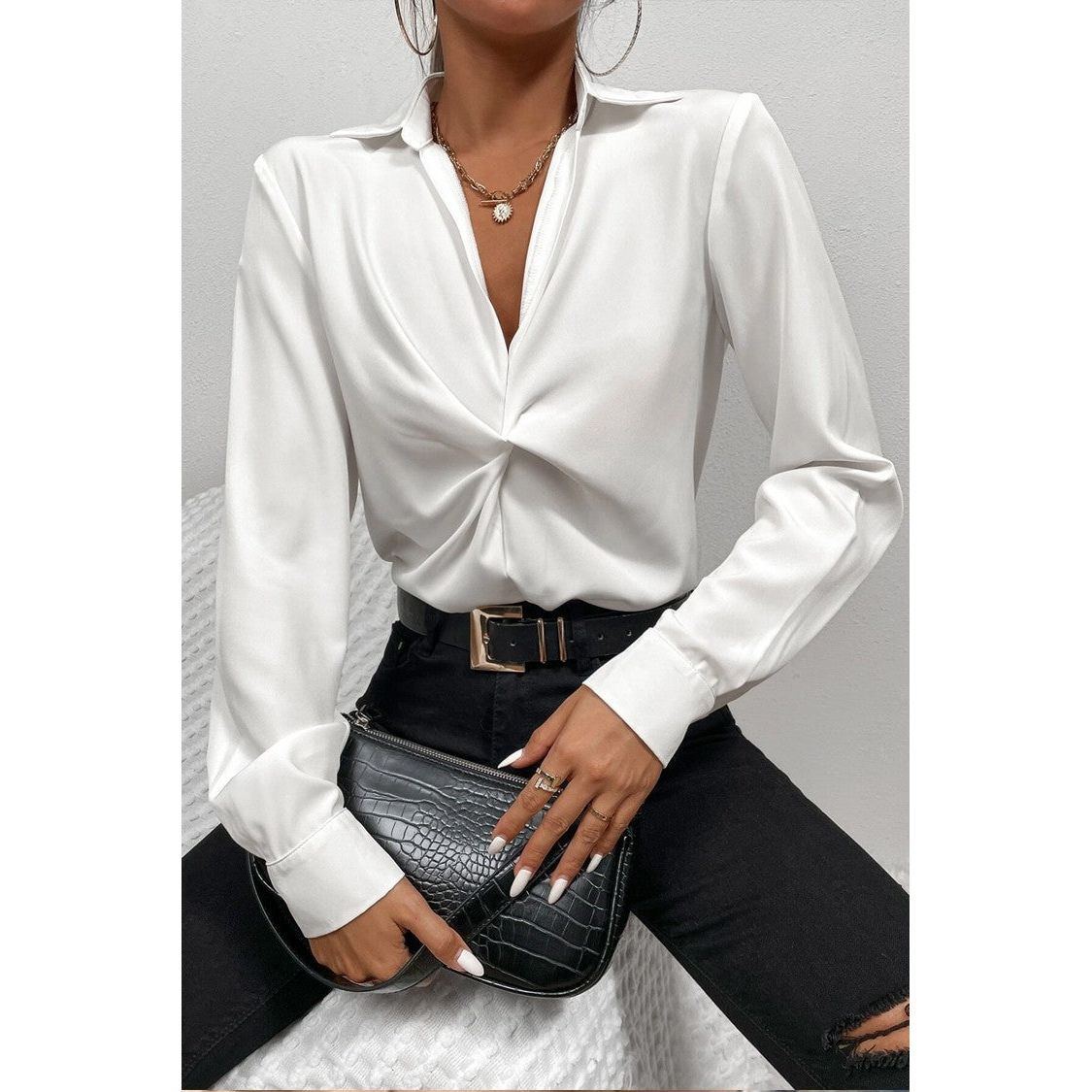 Fashion Casual V-neck Shirt Women's Clothing