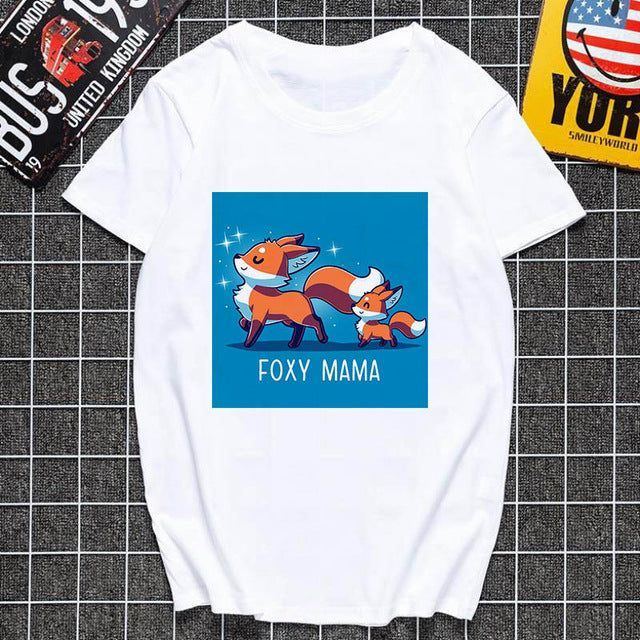 Cute fox printed T shirt Women Harajuku Tshirt Thin section