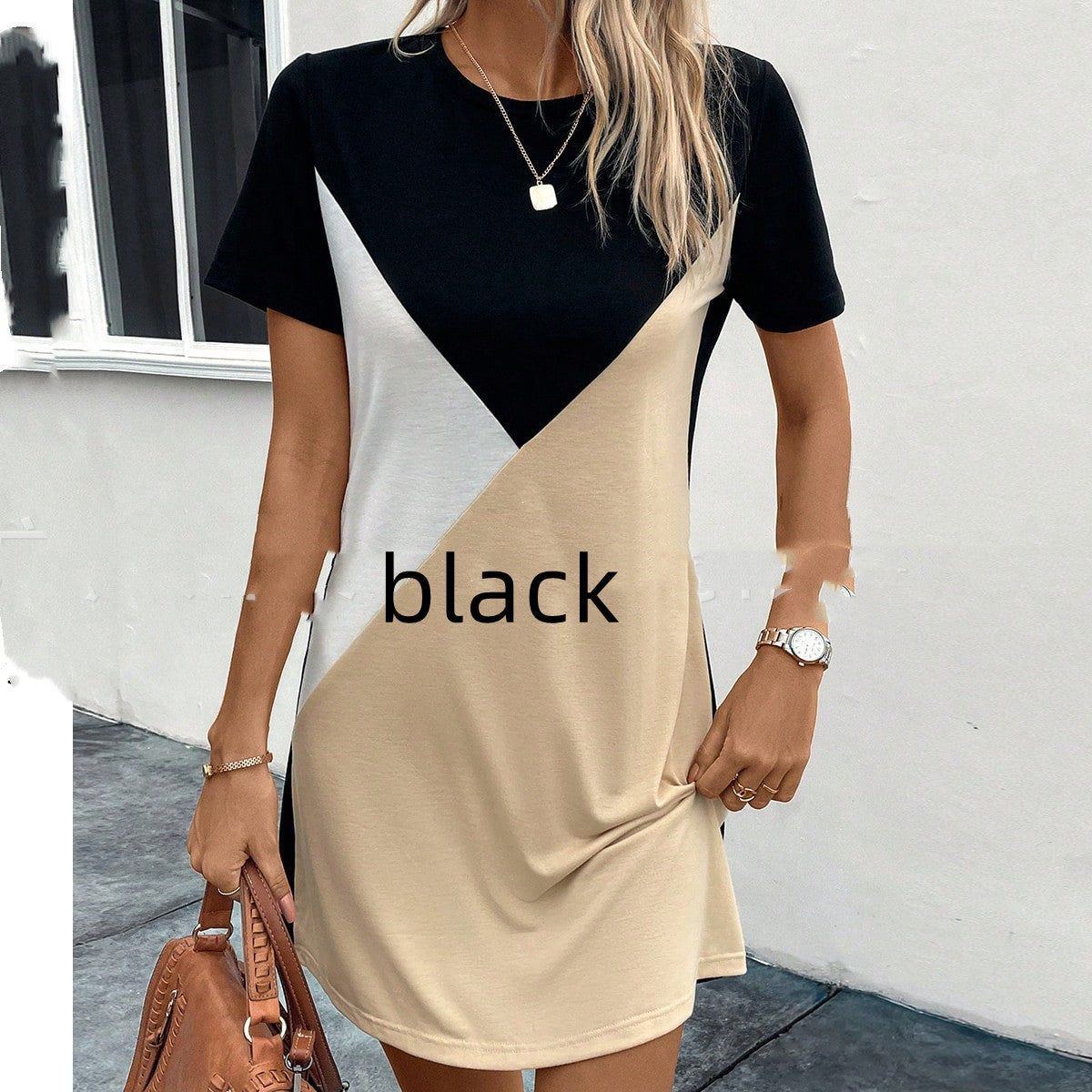 Contrast Color Fit Slimming Dress