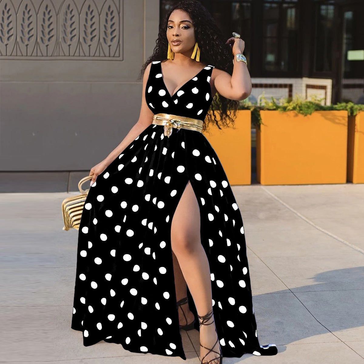 Sexy Dresses Women Party Ladies Belt Plus Size Forked Club Dresses - Jointcorp