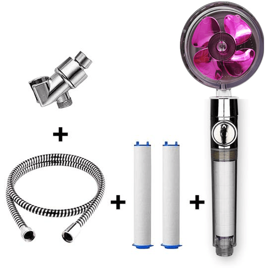 Propeller Driven Shower Head With Stop Button And Cotton Filter Turbocharged High Pressure Handheld Shower Nozzle