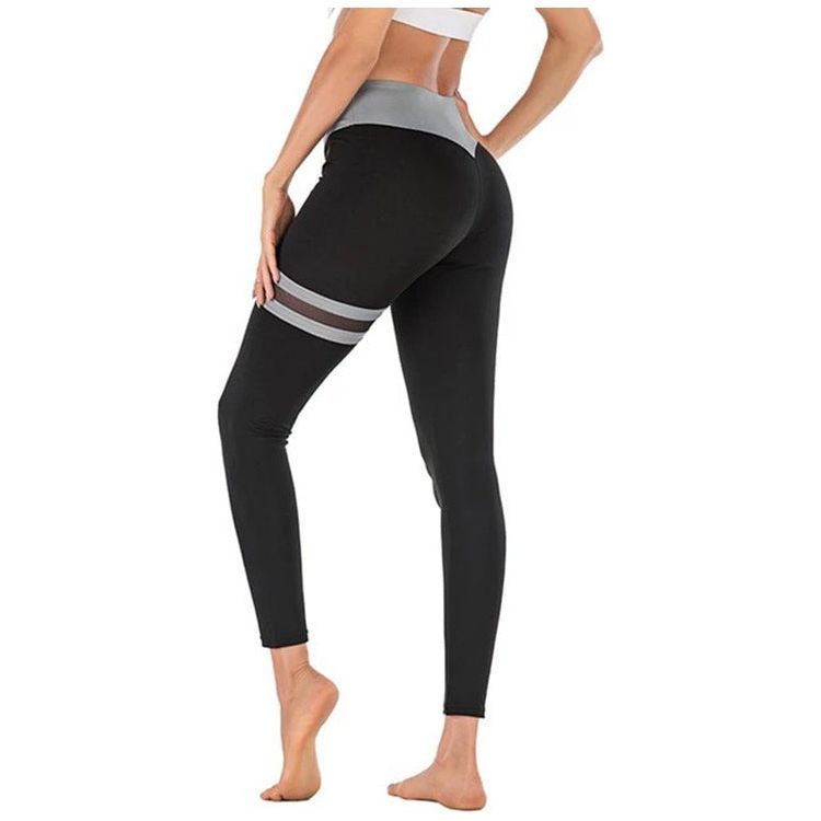 Thigh Double Ring Contrast Color Yoga Pants High Stretch Leggings - Jointcorp