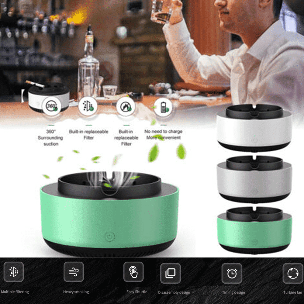 Smoke Removal Air Purification Ashtray Automatic Purifier Ashtray Portable