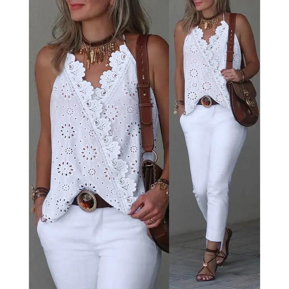 Summer Retro Lace Cutout Camisole For Women - Jointcorp