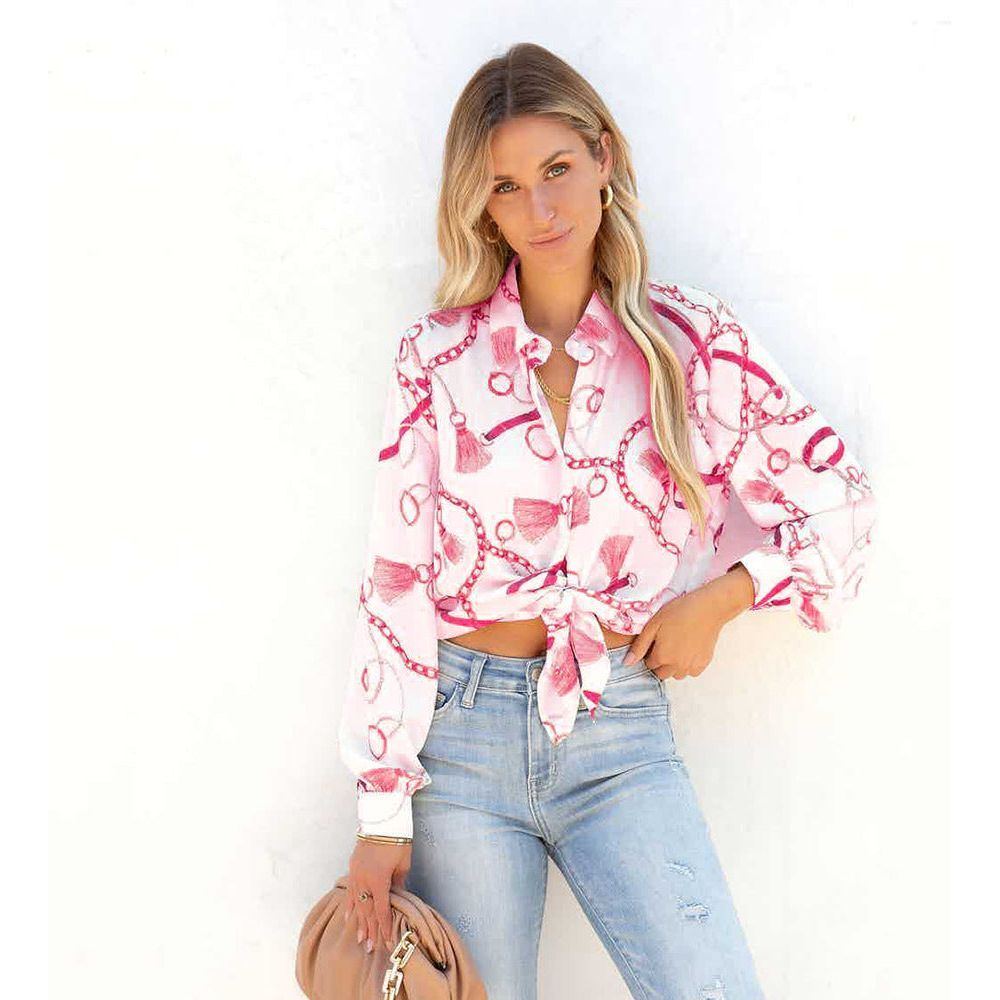 Fashion Printed Long Sleeve Cardigan Single Breasted Casual Shirt Women - Jointcorp