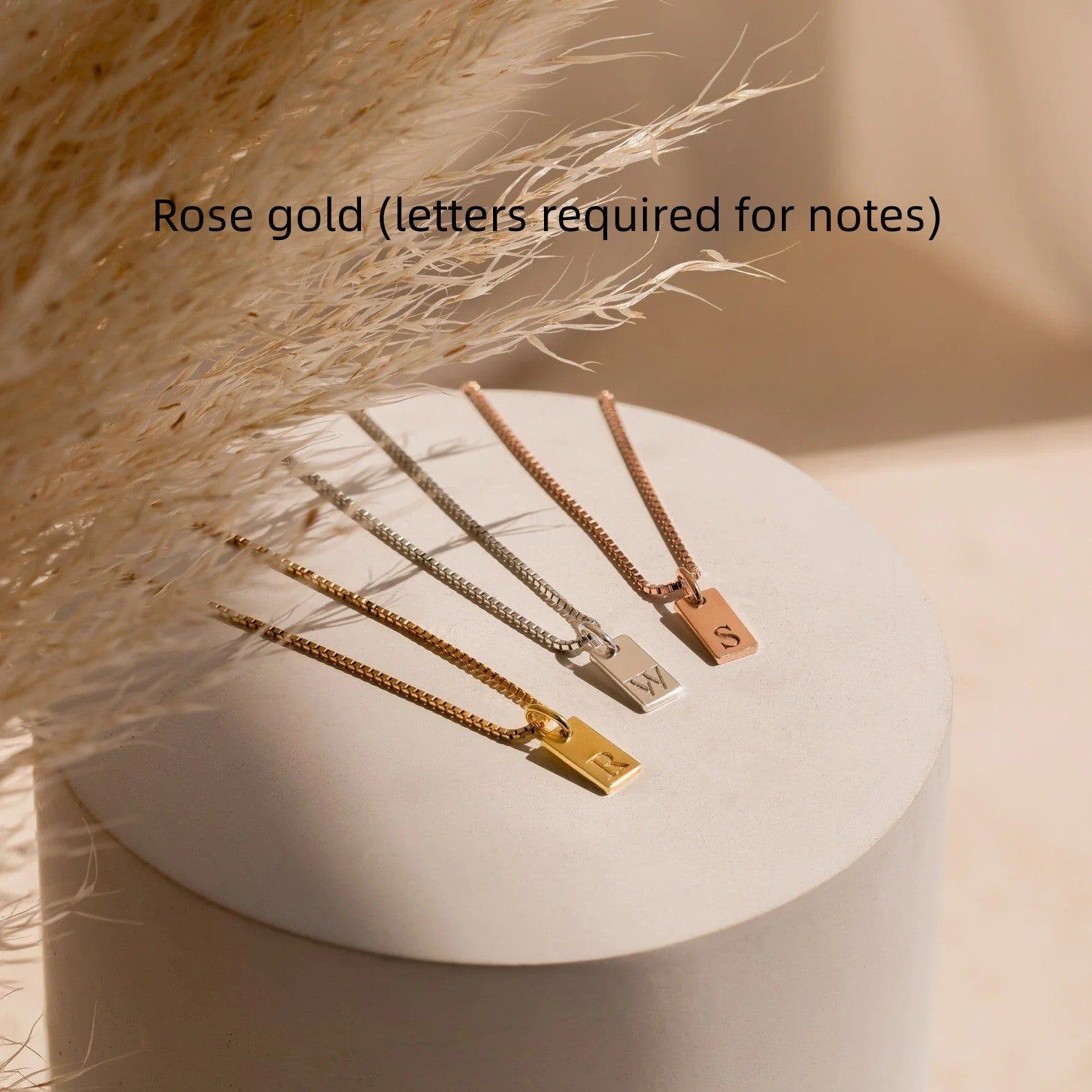 Stainless Steel Simple 26 Letter Hanging Tag Gold Brick Necklace - Jointcorp