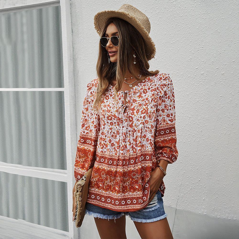 Women's Bohemian Style Top Printed Shirt - Jointcorp