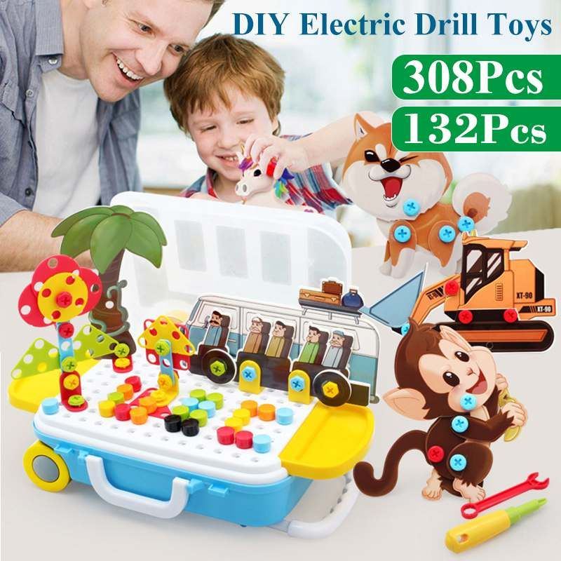 Kids Electric Drill Toys DIY Educational Puzzle