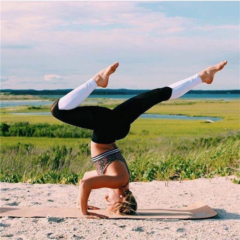 Yoga Pants Mesh Stitching Color Matching Sports Leggings Breathable - Jointcorp
