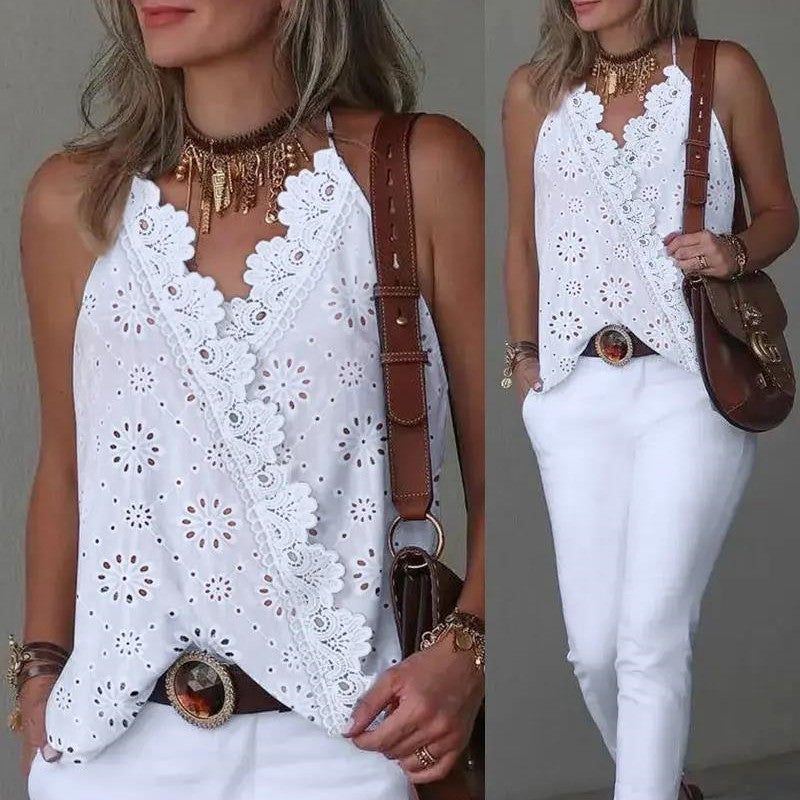 Summer Retro Lace Cutout Camisole For Women - Jointcorp