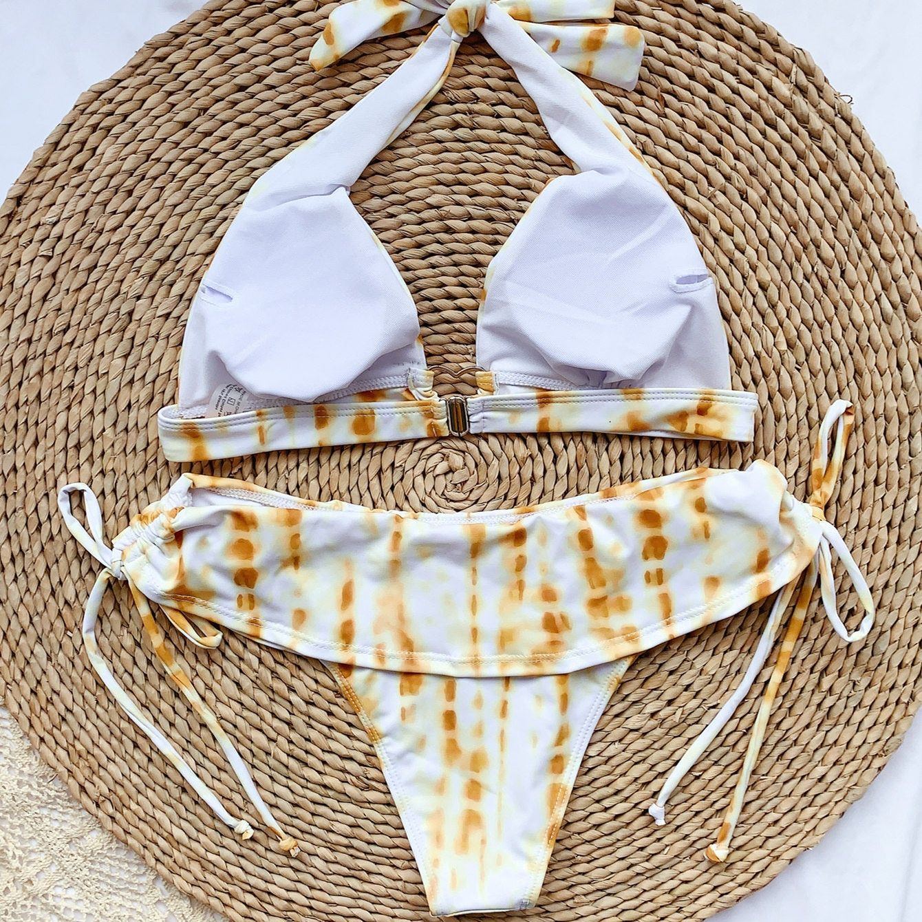 Bikini Printed Swimsuit European And American Swimwear Ladies Bandage Swimwear Ruffle