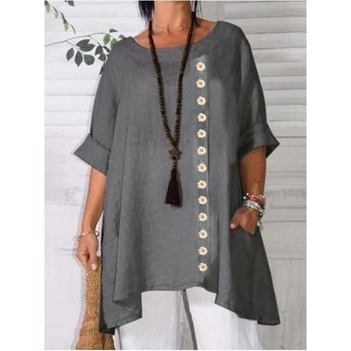 Women's Short Sleeve Round Neck Loose Large Size Printed T-shirt Top - Jointcorp