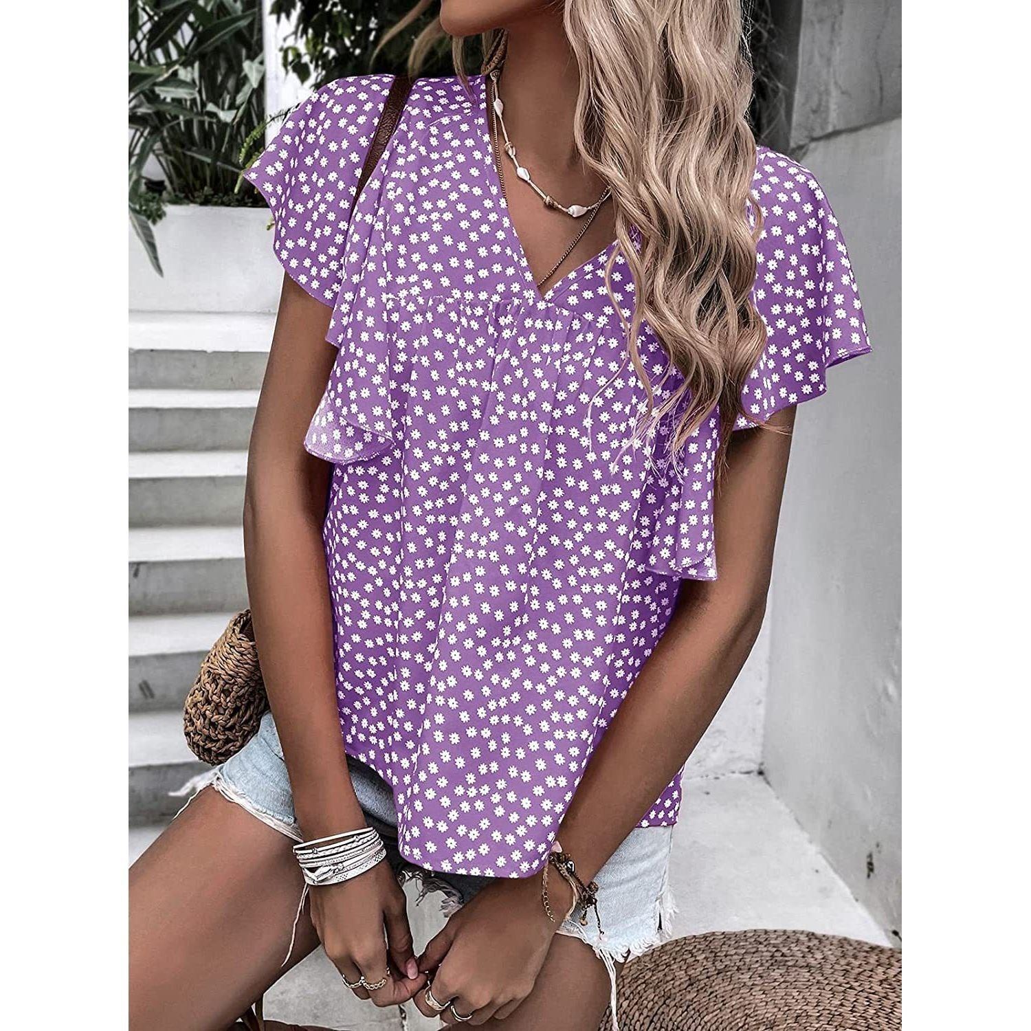 Women's V-neck Short-sleeved Casual T-shirt Shirt - Jointcorp