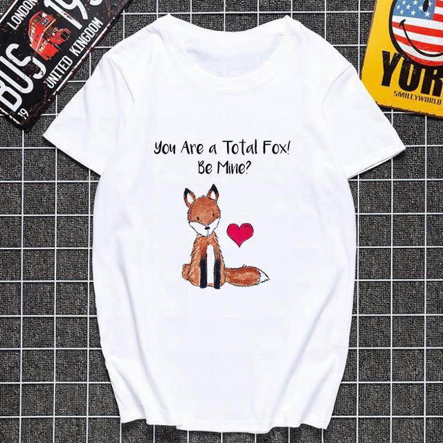 Cute fox printed T shirt Women Harajuku Tshirt Thin section
