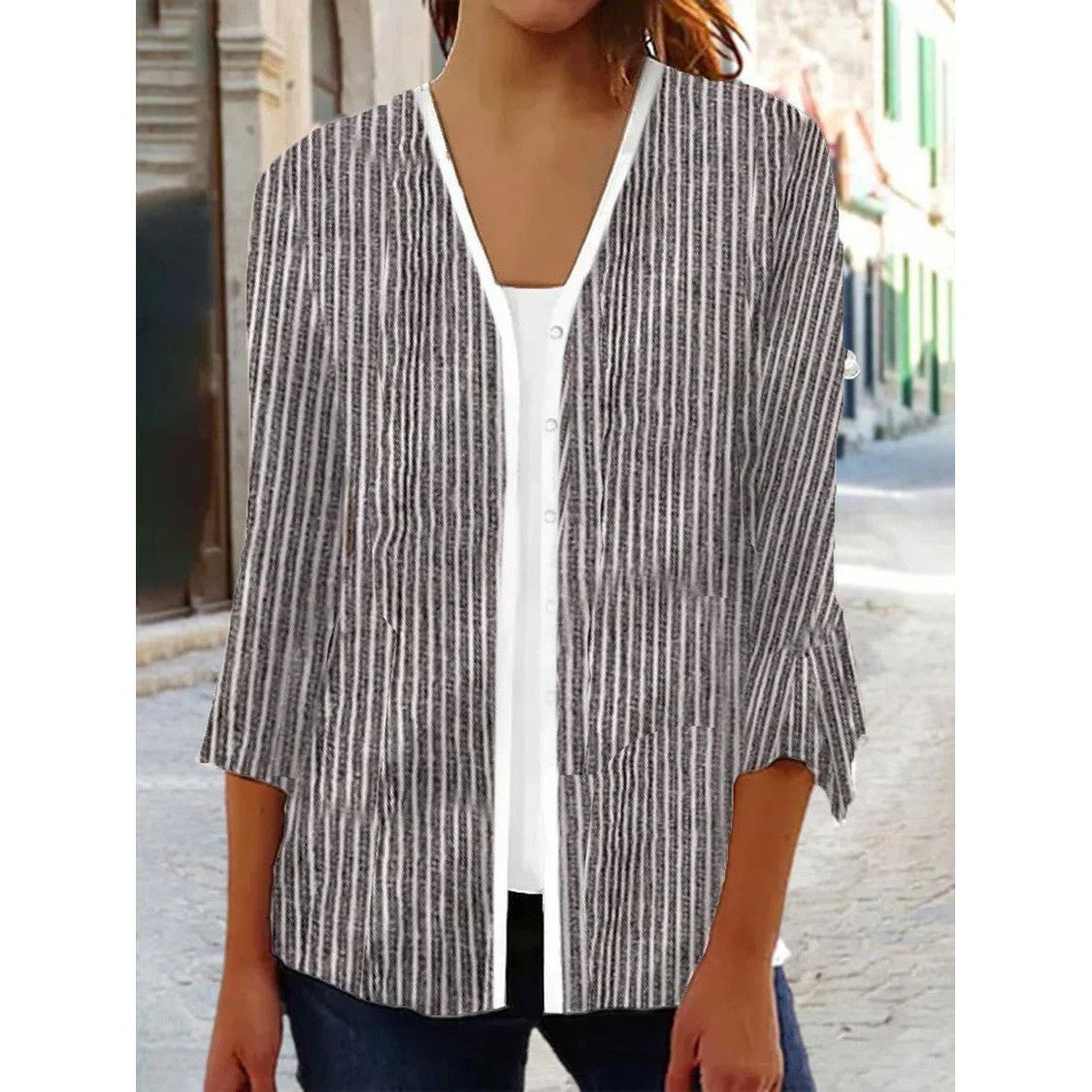 Printed Quarter Sleeved Cardigan Knit