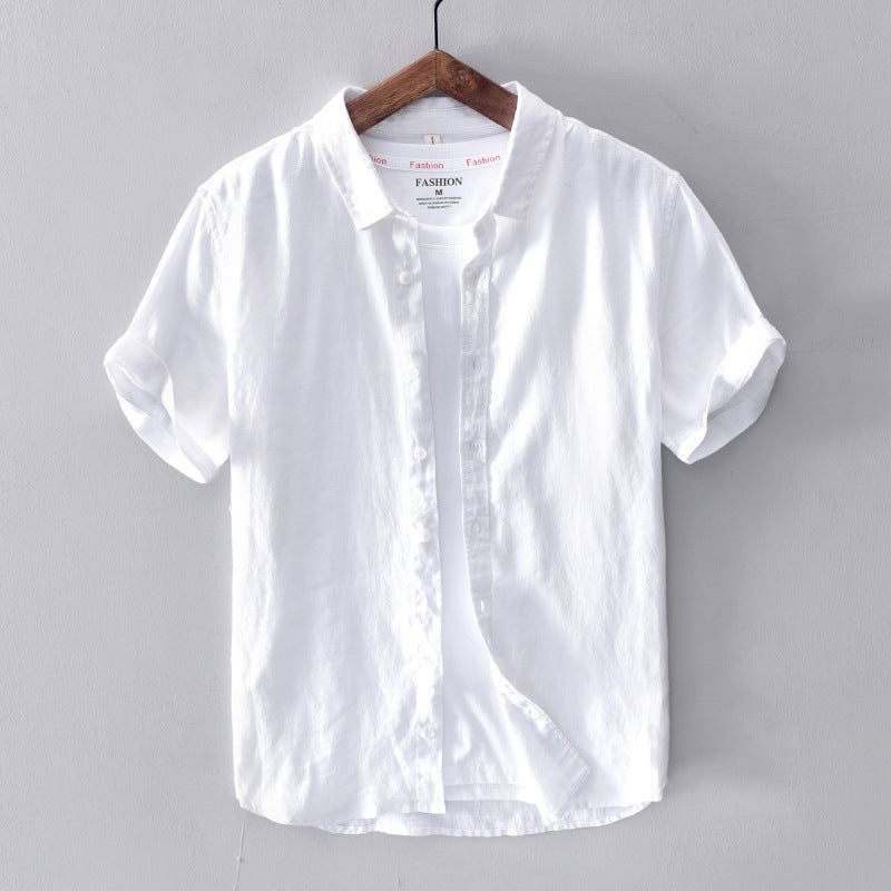 Men's Casual Cotton And Linen Short Sleeve Shirt - Jointcorp