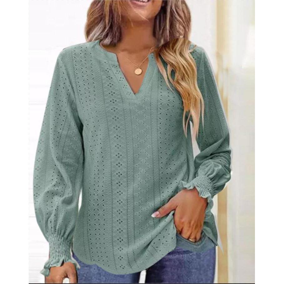 Summer New Ladies T-shirt Hollow-out Waist Ruffle Sleeve Casual Top