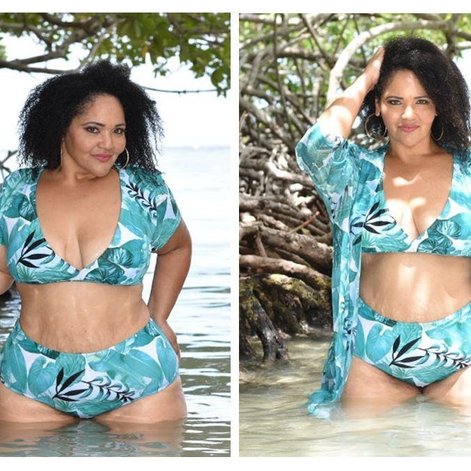 Split swimsuit veil plus size swimsuit