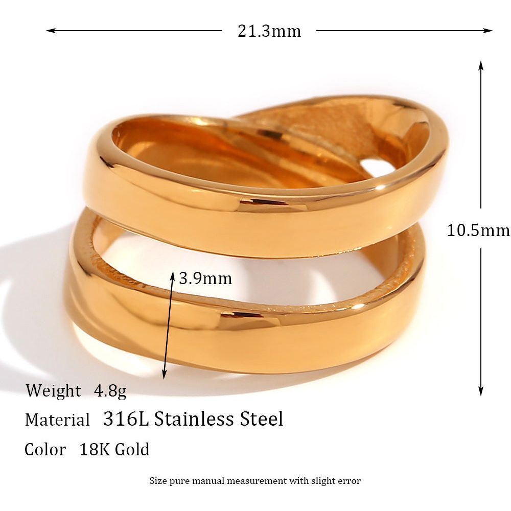 Simple double cross ring-gold color - Jointcorp
