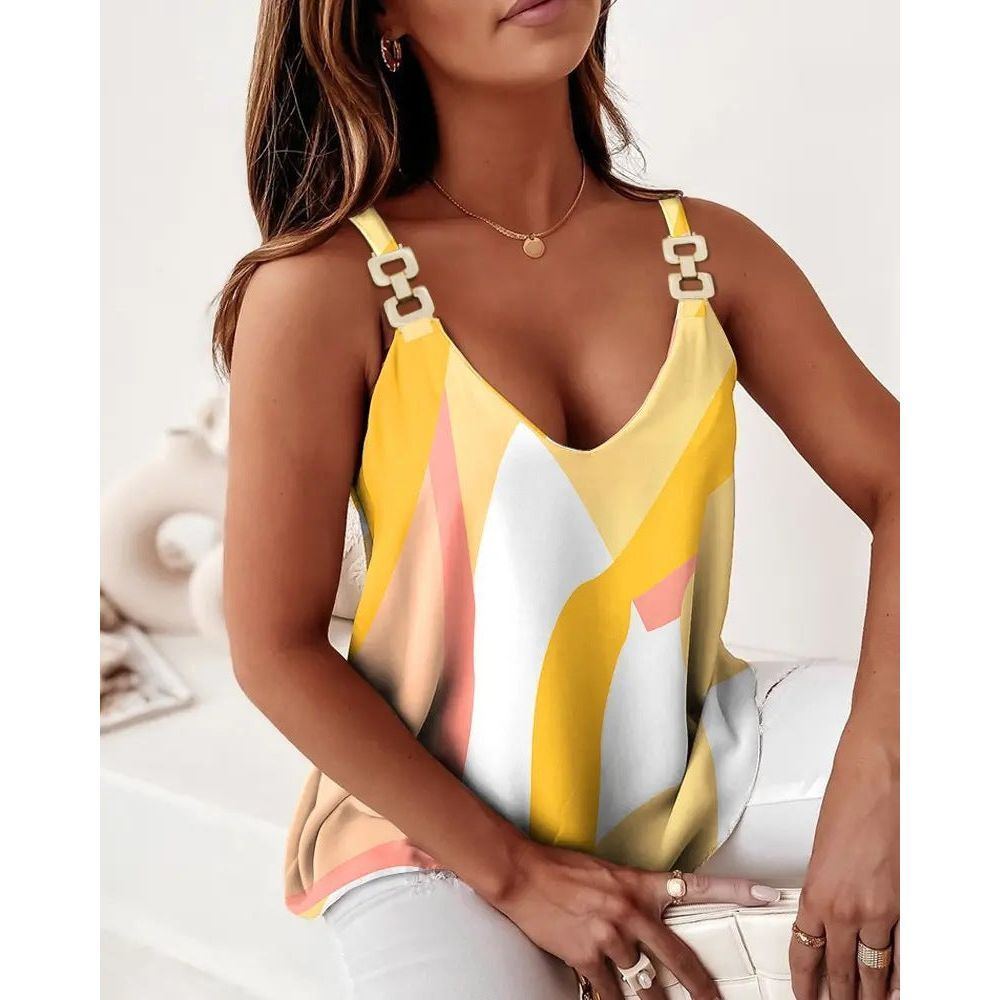 Sleeveless Chain Sling Printed For Women