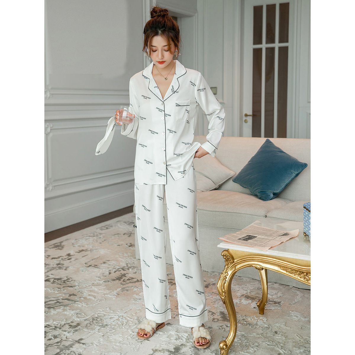 Silk pajamas women snow silk satin loose - Jointcorp