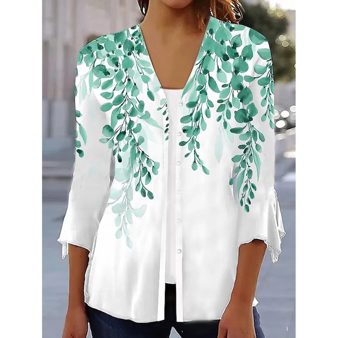 Printed Quarter Sleeved Cardigan Knit