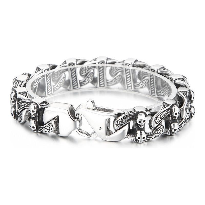 Retro Exaggerated Skull Titanium Steel Men's Spring Fastener Bracelet - Jointcorp
