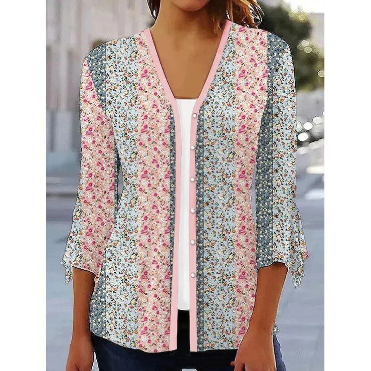 Printed Quarter Sleeved Cardigan Knit