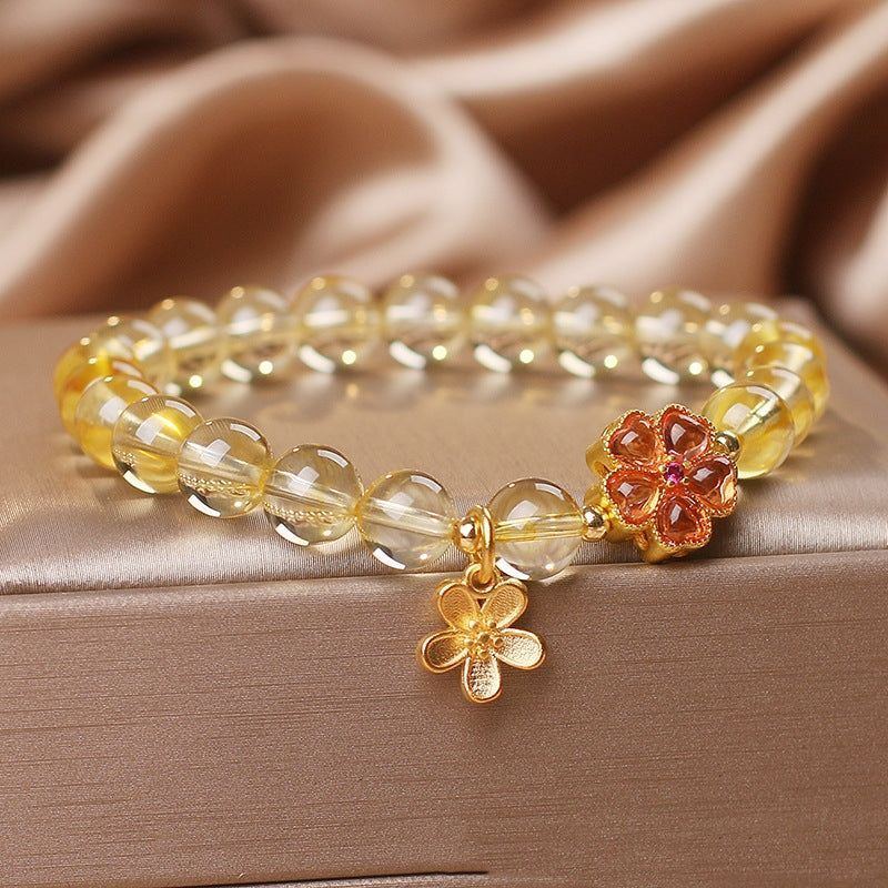 Women's Natural Citrine Fresh Flower Pendant Bracelet - Jointcorp