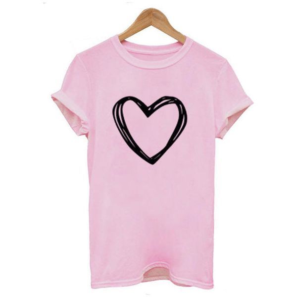 Heart Print T Shirt Women Short Sleeve O Neck Loose Tshirt Summer Women Causal Tee Shirt Tops Clothes Camisetas Mujer