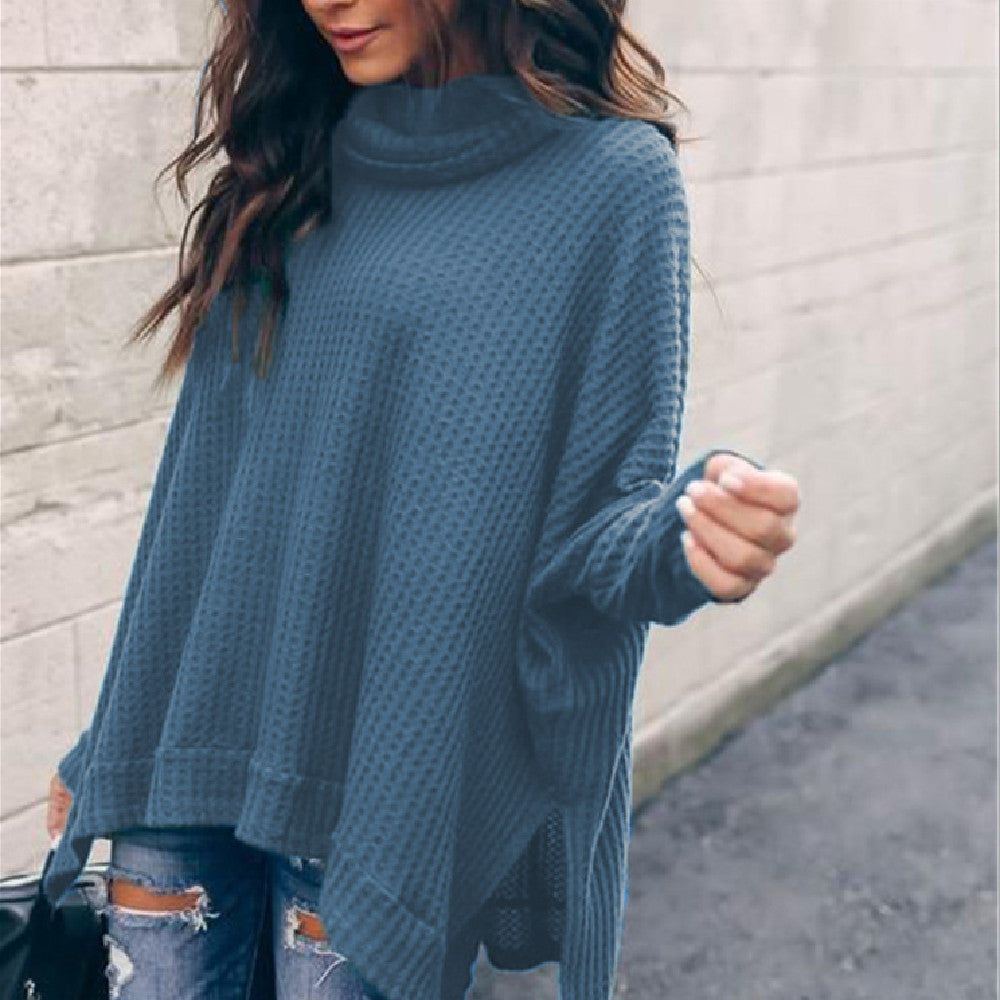 Autumn New Fashion High Collar Long Sleeve Irregular Women's Top Sweater - Jointcorp
