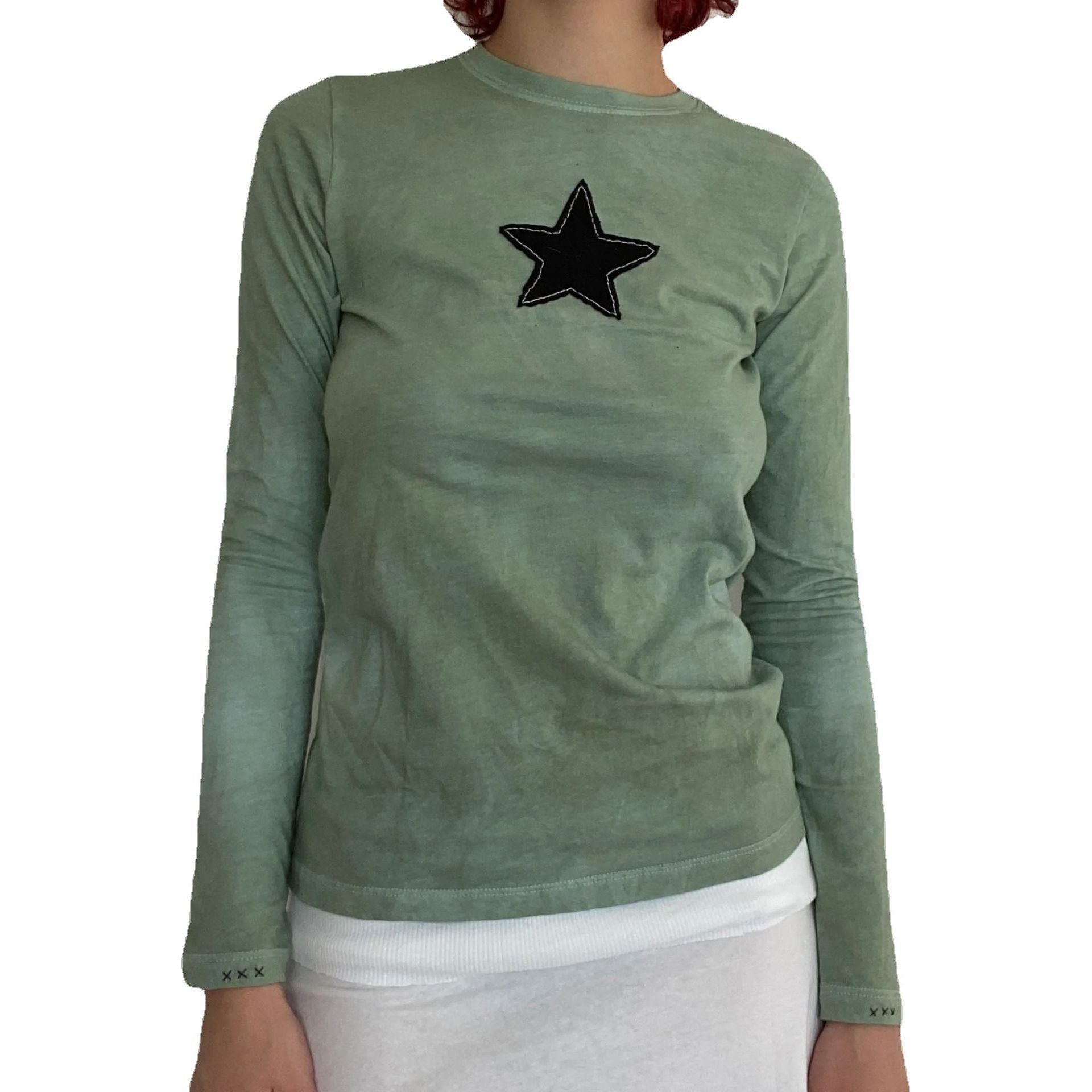 Printed Long-sleeved T-shirt Slimming Women's Top