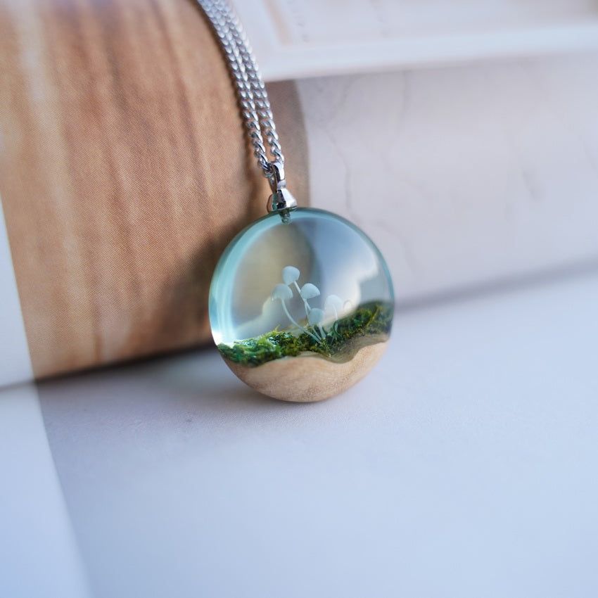 Small Mushroom Log Resin Creative Pendant Necklace - Jointcorp