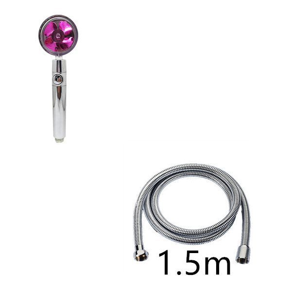 Propeller Driven Shower Head With Stop Button And Cotton Filter Turbocharged High Pressure Handheld Shower Nozzle