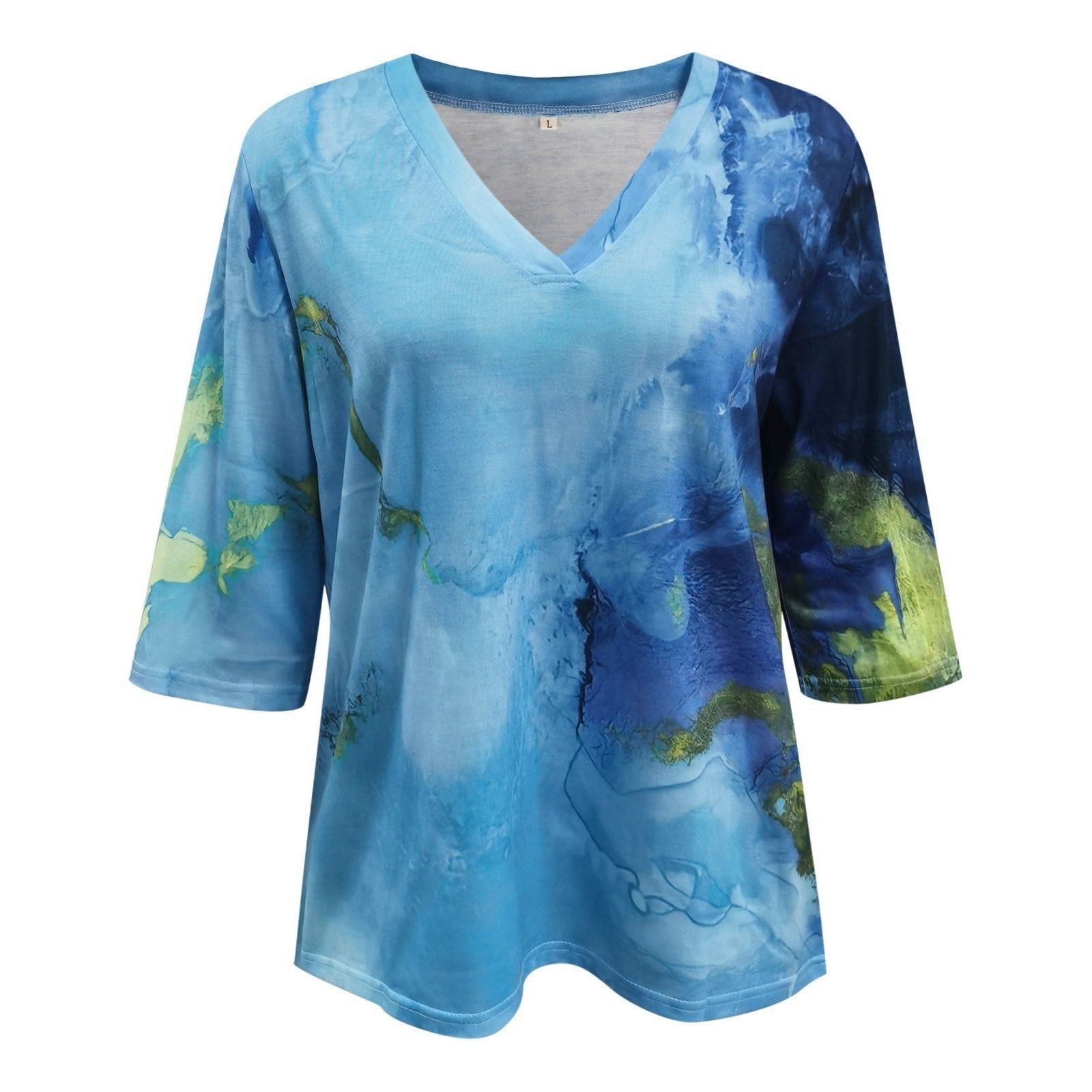 Spring And Summer New Pullover Loose Tie-dye Print T-shirt Top