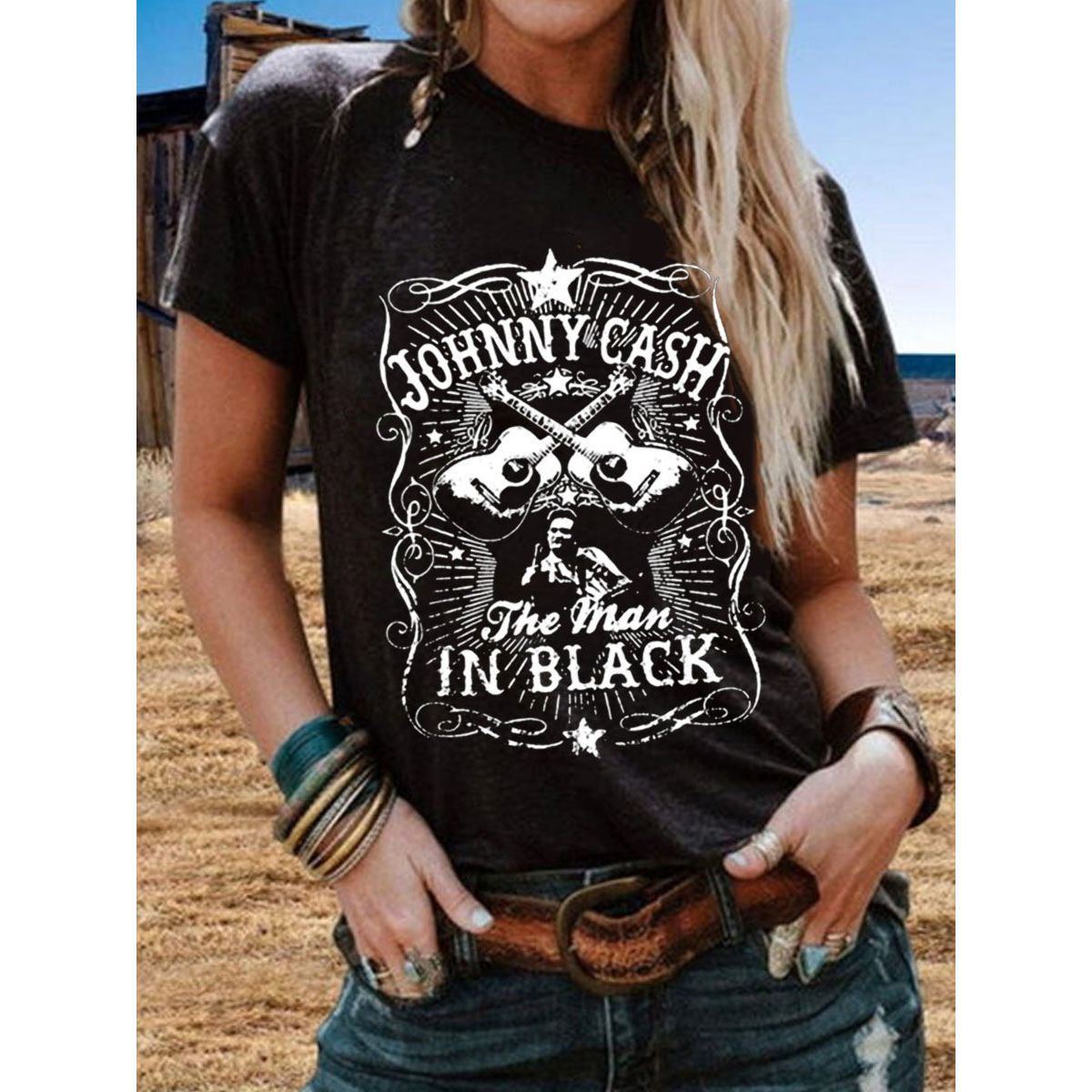 Printed Pattern Short Sleeve Loose T-shirt