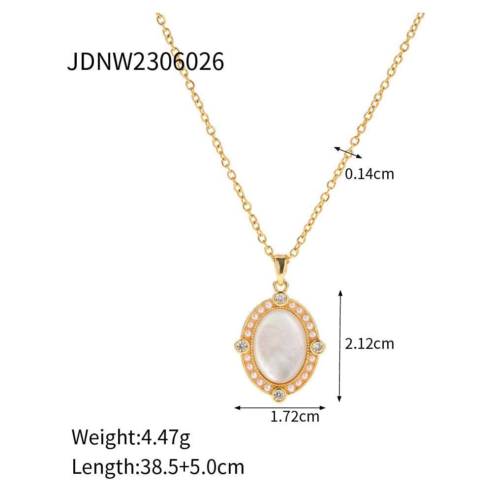 Light Shell Pearl Titanium Steel Pendant Necklace - Jointcorp