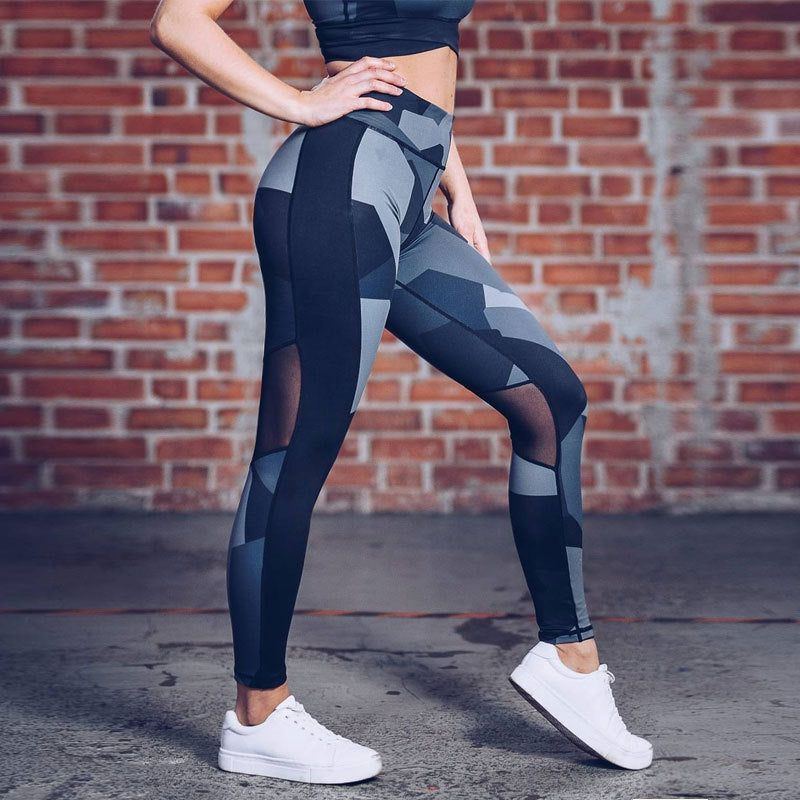 Digital printing mesh yoga leggings abdomen high waist yoga pants - Jointcorp