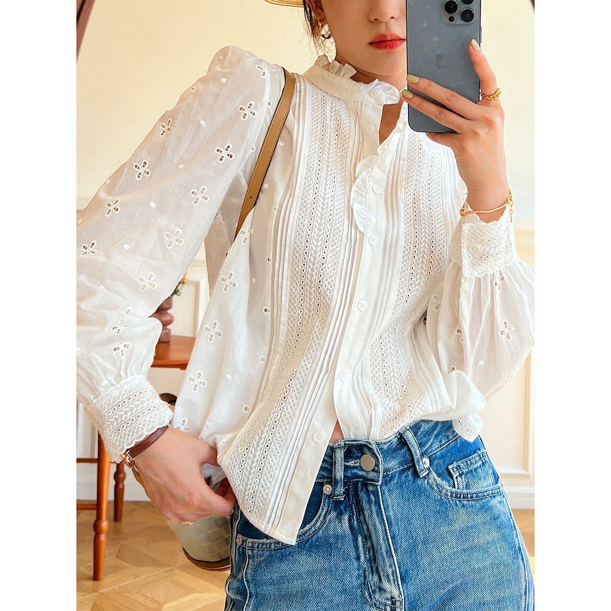 Women's Design Sense French Shirt Solid Color - Jointcorp