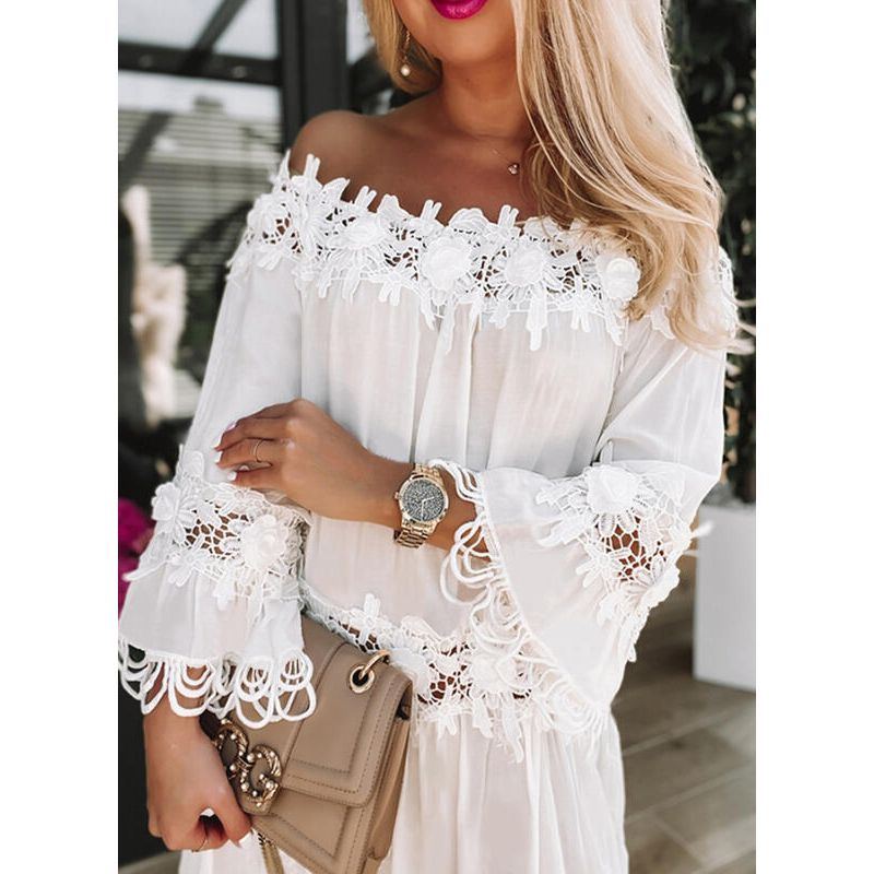 New European And American Tube Top Off Shoulder Lace Dress - Jointcorp