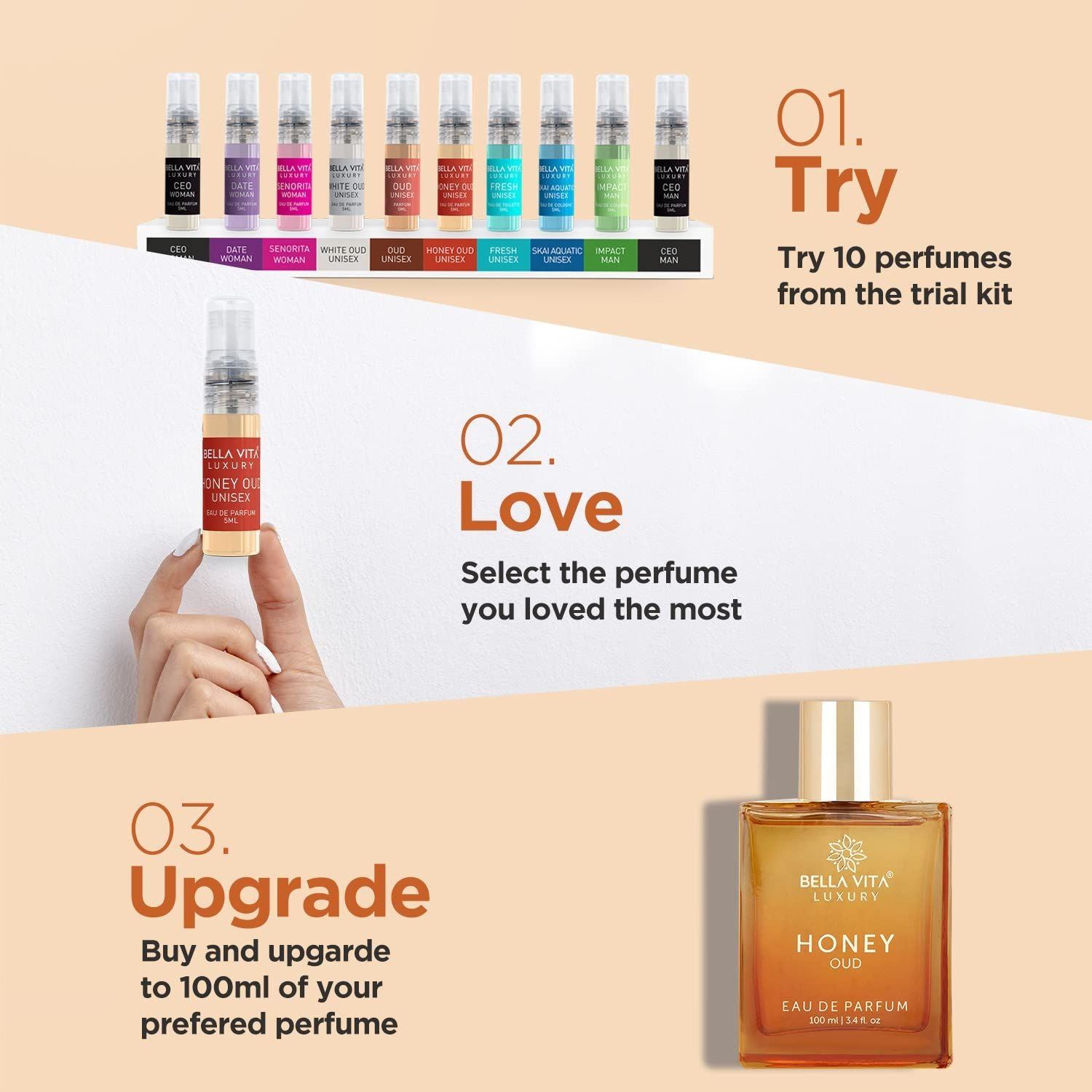 Bella Vita Luxury Honey Oud Eau De Parfum Unisex Perfume for Men & Women with Patchouli, Vanilla, Bergamot | Floral, Spicy EDP Fragrance Scent, 100 Ml