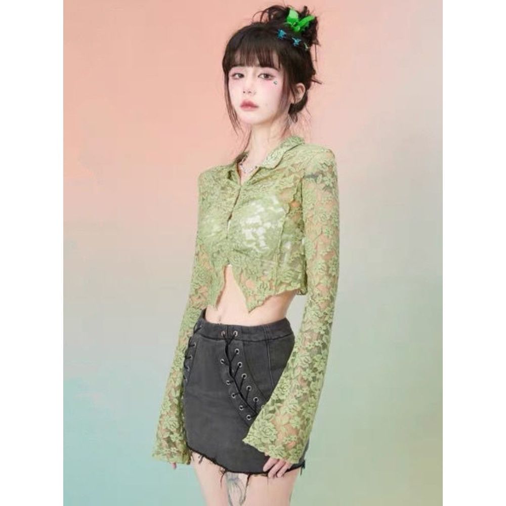 Temperament Short Long-sleeved Shirt Tops For Women