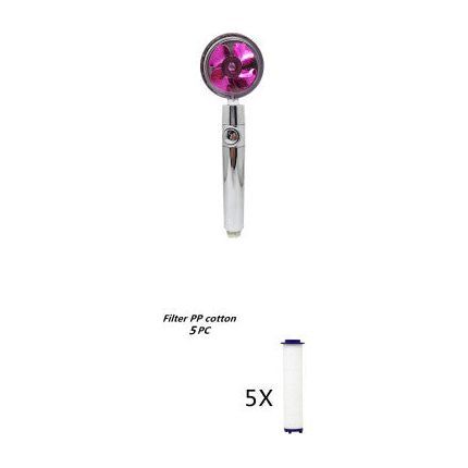Propeller Driven Shower Head With Stop Button And Cotton Filter Turbocharged High Pressure Handheld Shower Nozzle