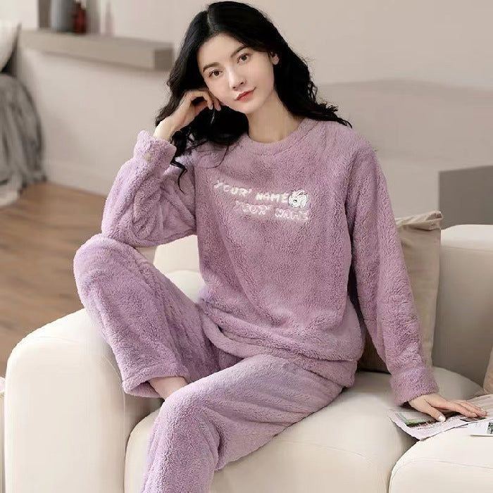 Flannel Women Pajamas Sets Sleepwear Home - Jointcorp