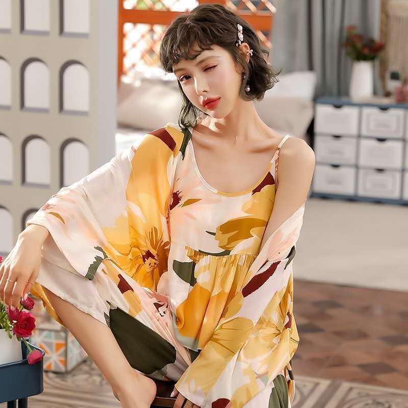 Korean Style Pajamas Women Autumn Milk Silk Long Sleeves Japanese Style - Jointcorp