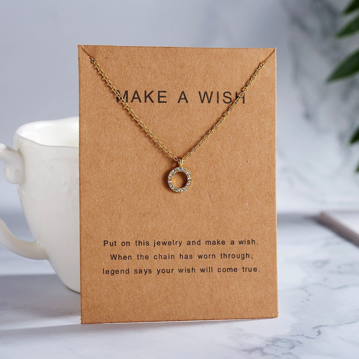 Paper Card Inlaid Diamond Hollow Circular Pendant With Collarbone Chain - Jointcorp