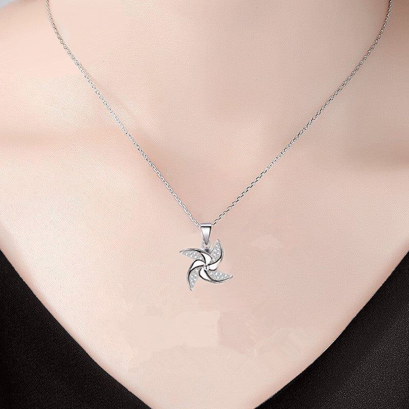 S925 Silver Windmill Women's Necklace Pendant Collar Chain - Jointcorp