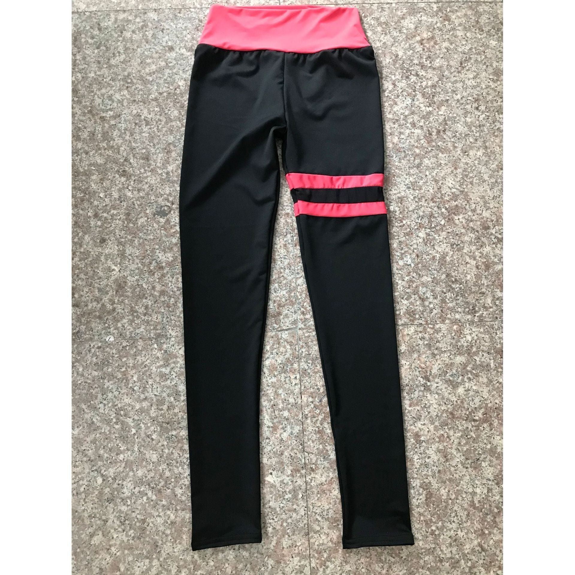 Thigh Double Ring Contrast Color Yoga Pants High Stretch Leggings - Jointcorp