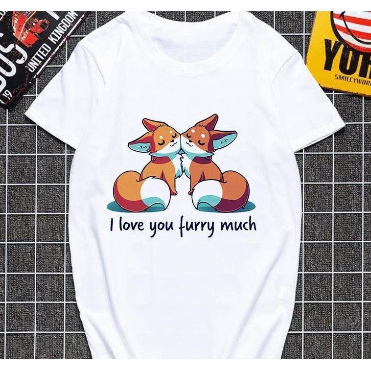 Cute fox printed T shirt Women Harajuku Tshirt Thin section