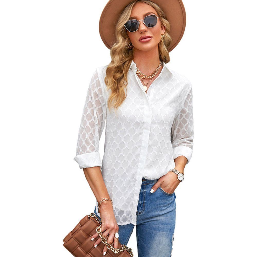 Tulle Long Sleeved Lace Shirt Women's Loose Top - Jointcorp